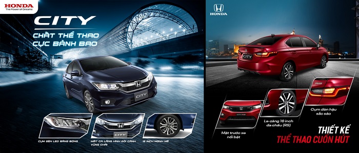 So sánh ngoại thất các phiên bản Honda City Bắc Giang 2021