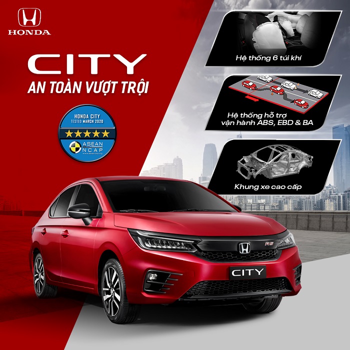 So sánh nội thất, động cơ, an toàn các phiên bản Honda City Bắc Giang 2021