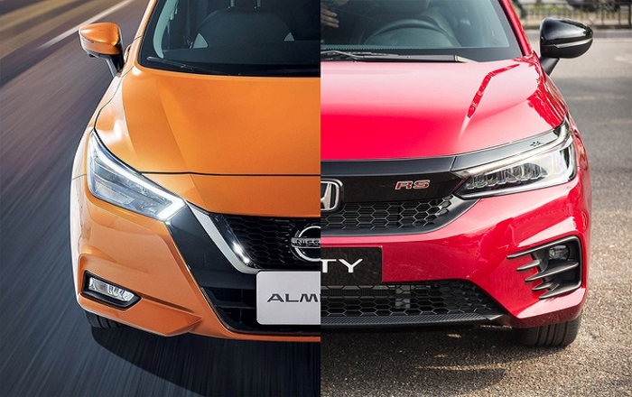 So sánh giá bán Honda City 2021 và Nissan Almera 2021